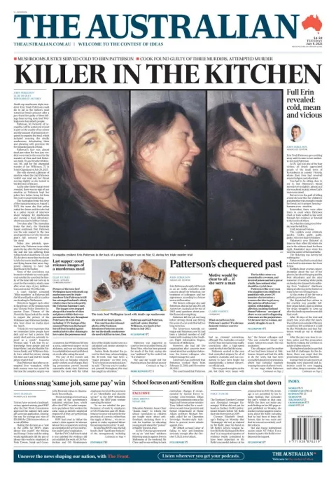 Portada de The Australian del martes, 8 de julio de 2025