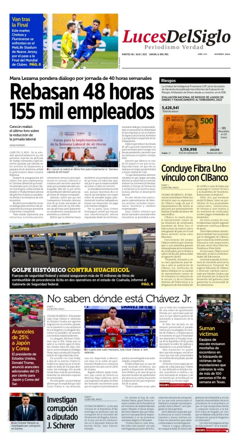 Portada de Luces del Siglo del martes, 8 de julio de 2025