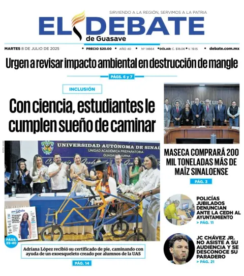 Portada de El Debate de Guasave del 2025-07-08