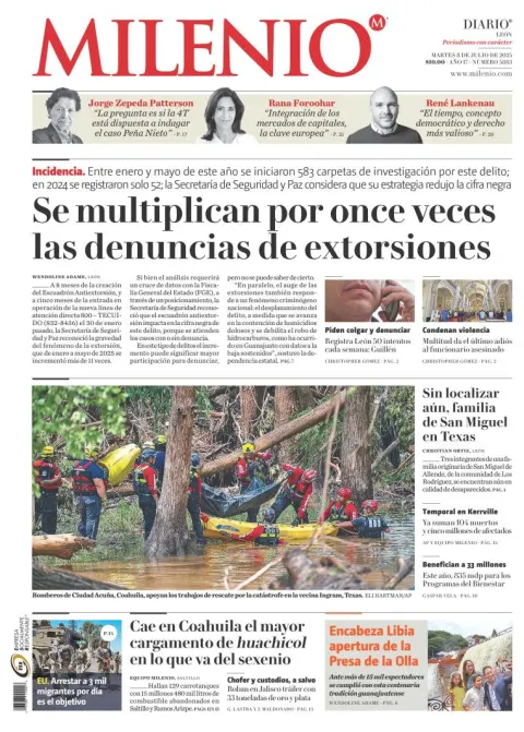 Portada de Milenio Leon del martes, 8 de julio de 2025