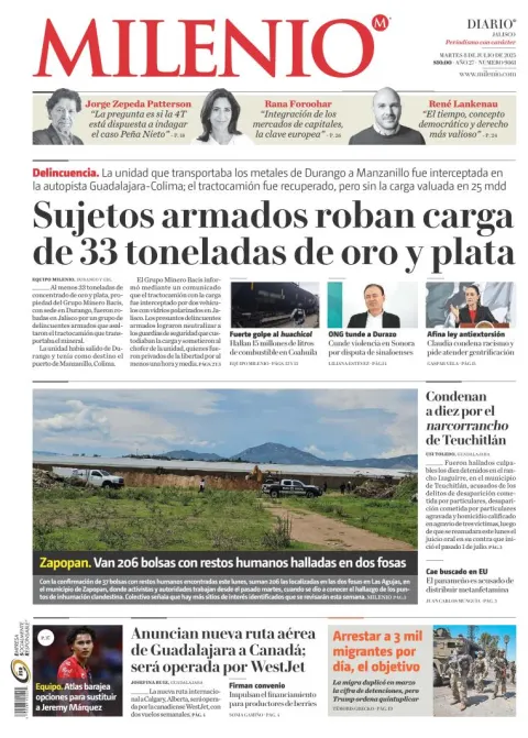 Portada de Milenio Jalisco del martes, 8 de julio de 2025
