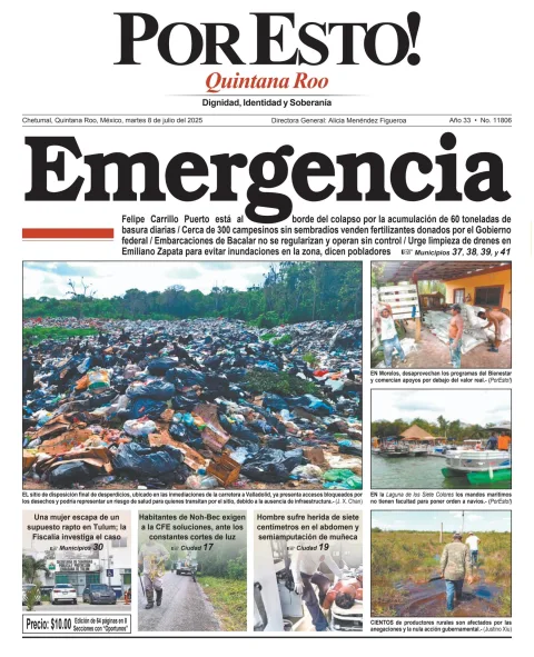 Portada de Por Esto (quintana Roo Chetumal) del martes, 8 de julio de 2025