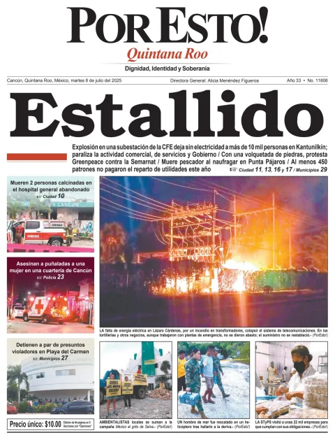 Portada de Por Esto (quintana Roo Cancun) del martes, 8 de julio de 2025
