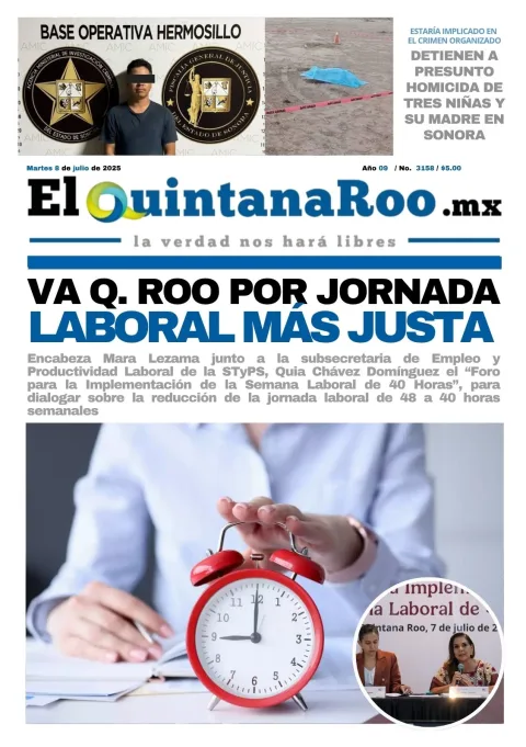 Portada de El Quintana Roo (portada) del martes, 8 de julio de 2025