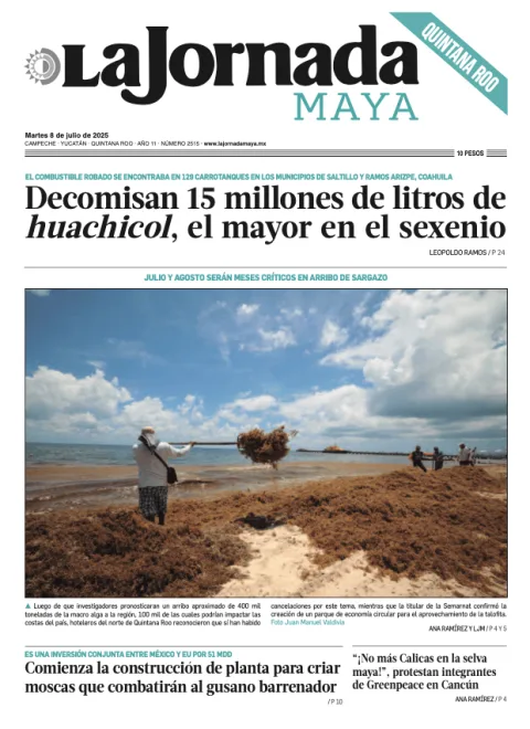 Portada de La Jornada Maya Campeche del martes, 8 de julio de 2025