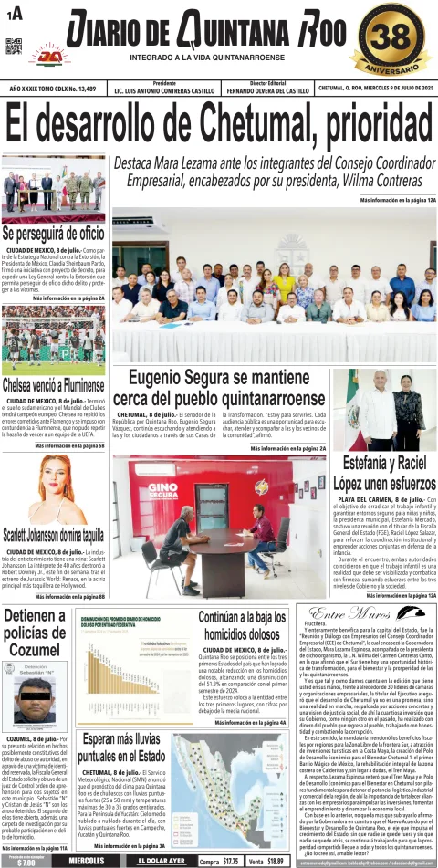 Portada de Diario de Quintana Roo (portada)
