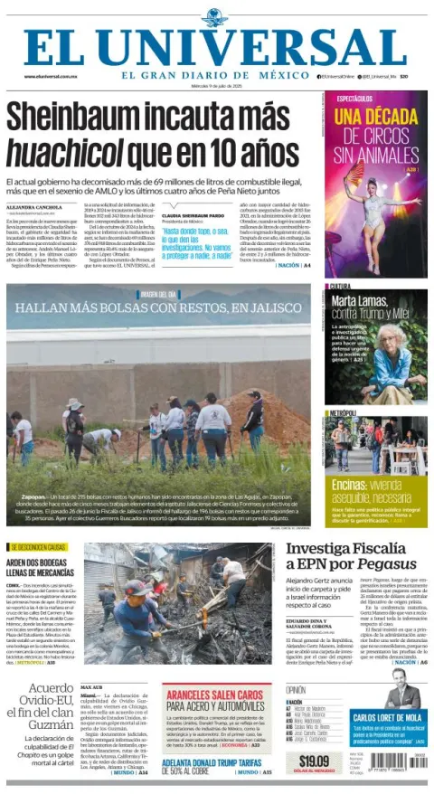 Portada de El Universal