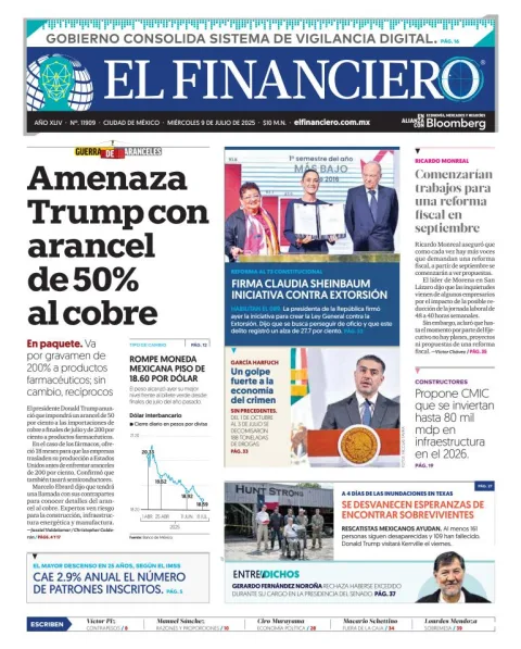 Portada de El Financiero
