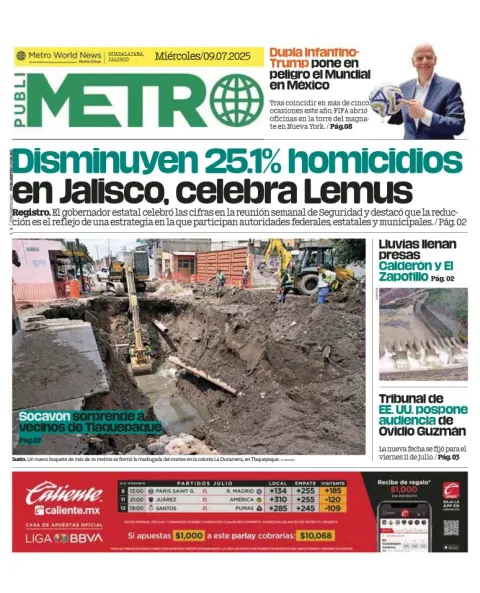 Portada de Publimetro Guadalajara del 2025-07-09