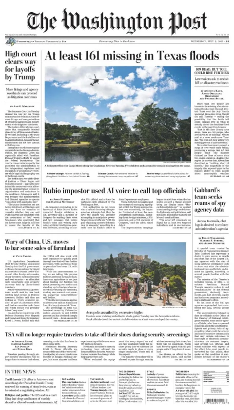 Portada de The Washington Post