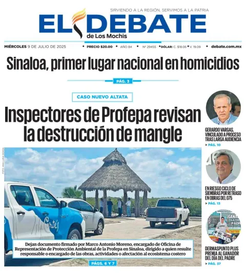 Portada de El Debate de los Mochis del 2025-07-09