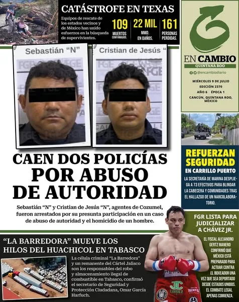 Portada de En Cambio - Tabasco (contraportada) del miércoles, 9 de julio de 2025
