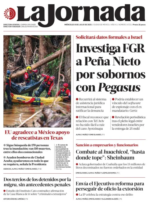Portada de La Jornada del miércoles, 9 de julio de 2025