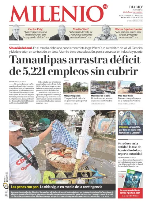 Portada de Milenio Tamaulipas del miércoles, 9 de julio de 2025