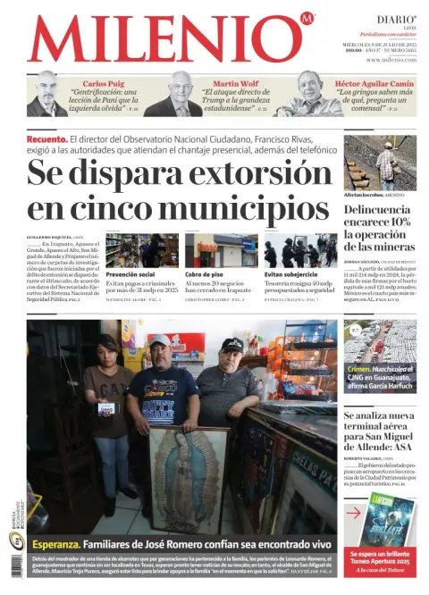 Portada de Milenio Leon del miércoles, 9 de julio de 2025