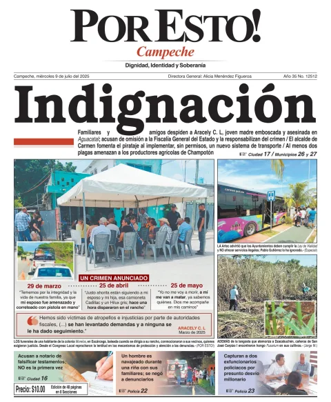 Portada de Por Esto (campeche) del miércoles, 9 de julio de 2025