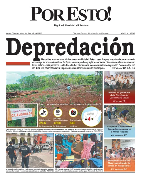 Portada de Por Esto (merida, Yucatan) del miércoles, 9 de julio de 2025
