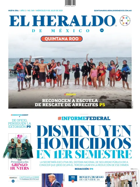 Portada de El Heraldo de Mexico - Quintana Roo del miércoles, 9 de julio de 2025