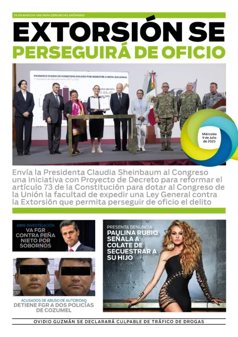 Portada de El Quintana Roo (contraportada) del miércoles, 9 de julio de 2025