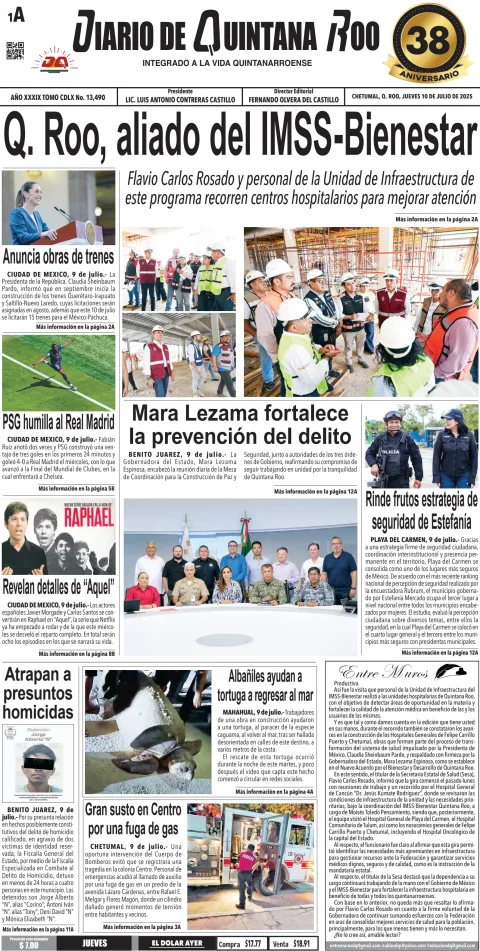 Portada de Diario de Quintana Roo (portada)