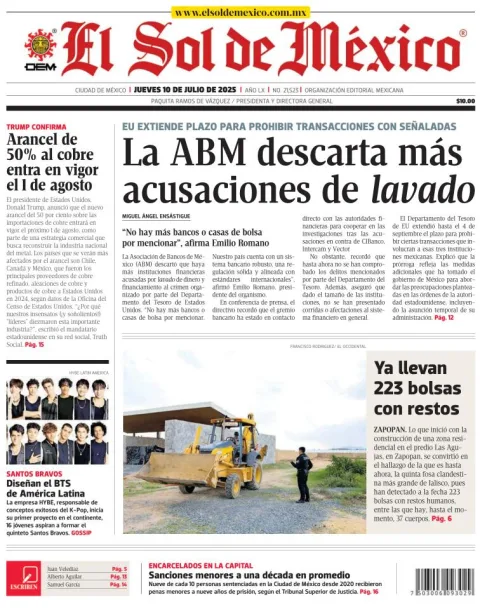 Portada de El Sol de Mexico