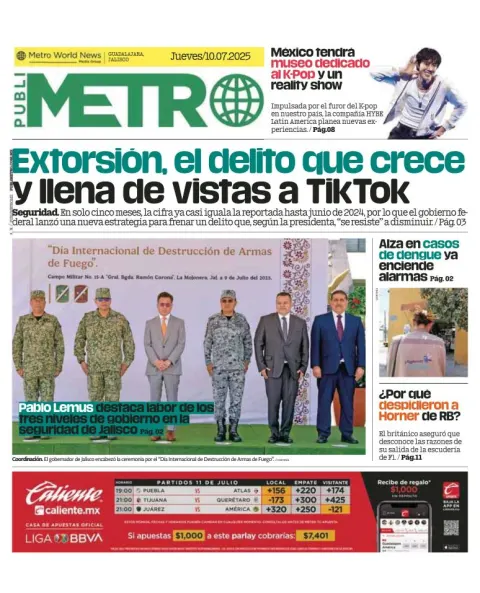 Portada de Publimetro Guadalajara del 2025-07-10