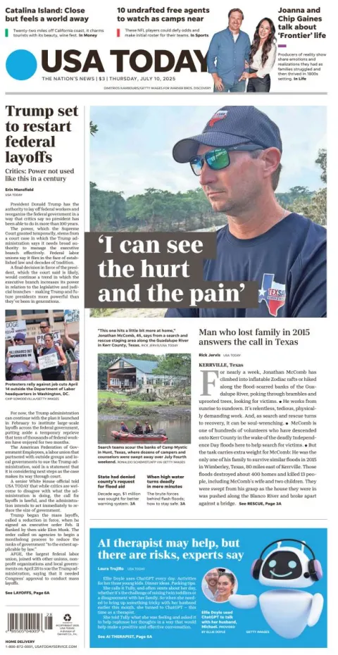 Portada de Usa Today del jueves, 10 de julio de 2025