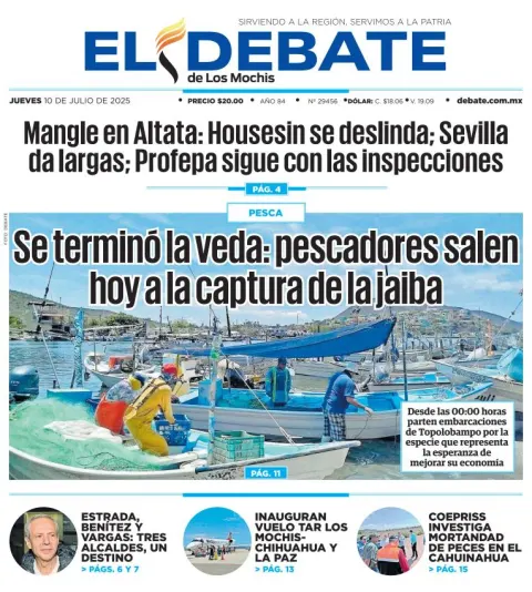 Portada de El Debate de los Mochis del 2025-07-10