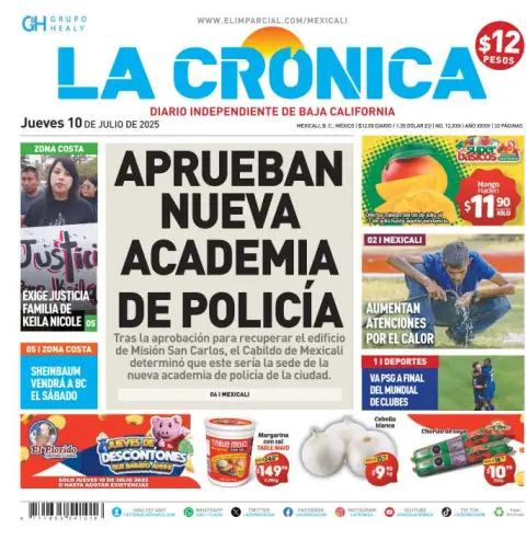 Portada de La Cronica del jueves, 10 de julio de 2025