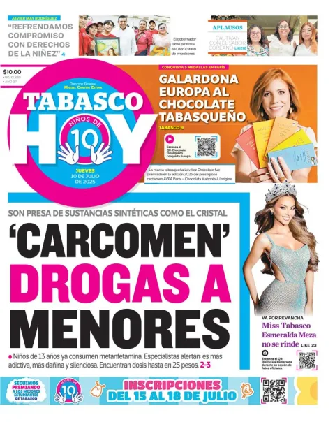 Portada de Tabasco Hoy del jueves, 10 de julio de 2025