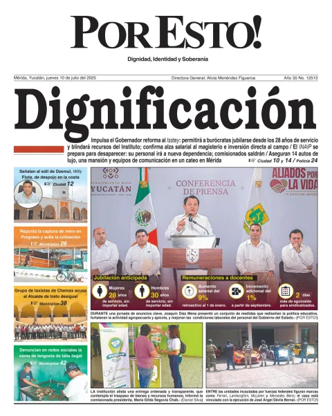 Portada de Por Esto (merida, Yucatan) del jueves, 10 de julio de 2025