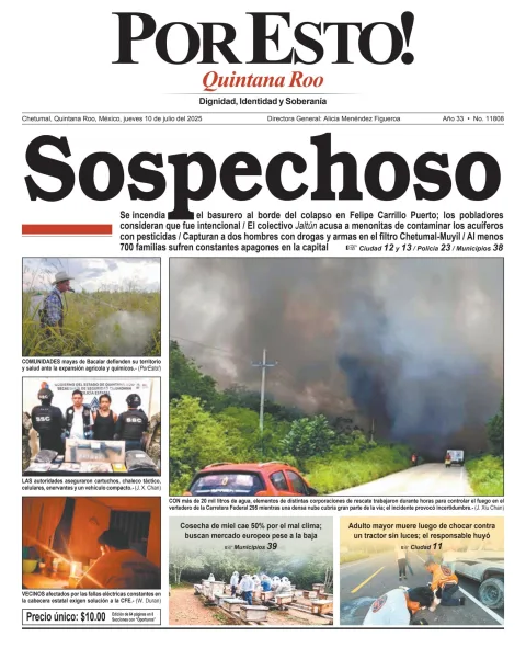 Portada de Por Esto (quintana Roo Chetumal) del jueves, 10 de julio de 2025
