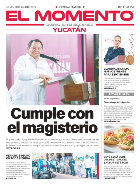 Portada de El Momento Yucatan del jueves, 10 de julio de 2025