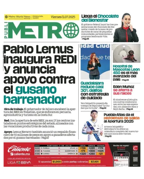 Portada de Publimetro Guadalajara del 2025-07-11
