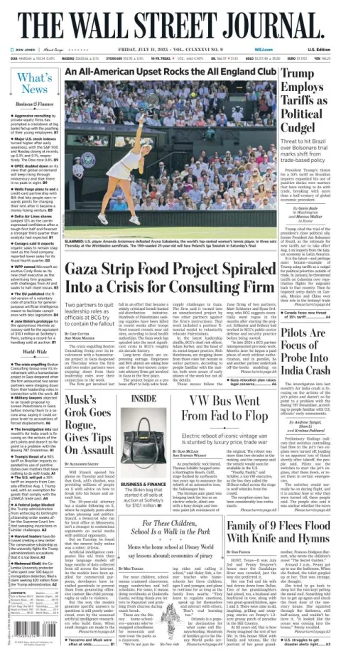 Portada de The Wall Street Journal