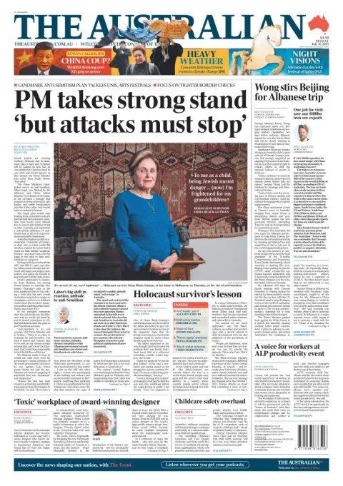 Portada de The Australian del viernes, 11 de julio de 2025