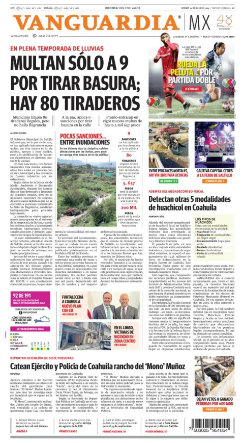 Portada de Vanguardia del viernes, 11 de julio de 2025