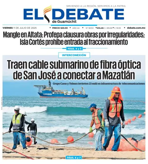 Portada de El Debate de Guamuchil del 2025-07-11