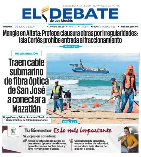 Portada de El Debate de los Mochis del 2025-07-11