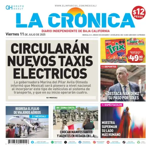 Portada de La Cronica del viernes, 11 de julio de 2025