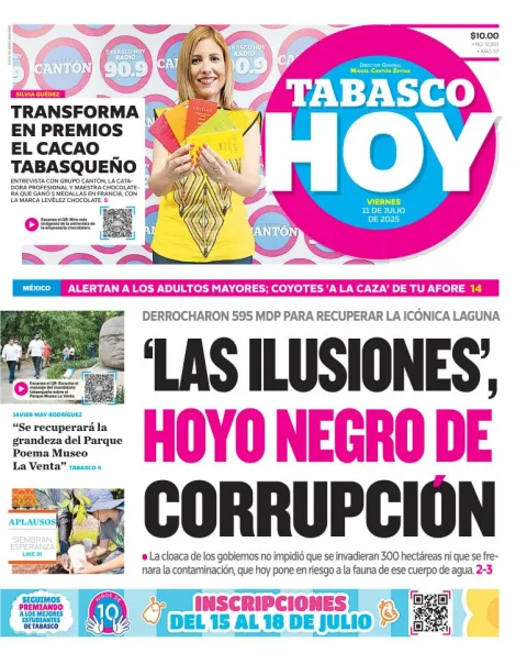 Portada de Tabasco Hoy del viernes, 11 de julio de 2025