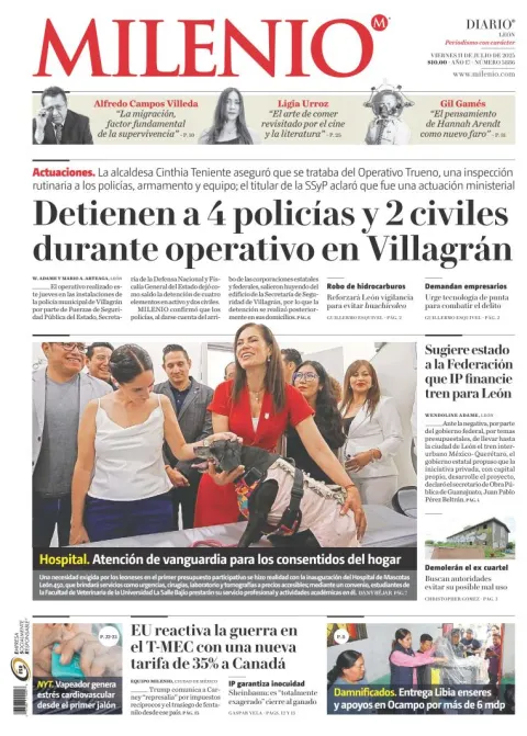 Portada de Milenio Leon del viernes, 11 de julio de 2025