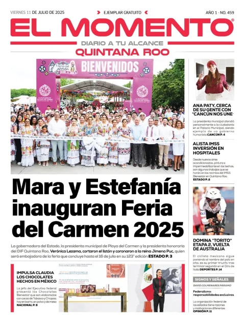 Portada de El Momento Quintana Roo del viernes, 11 de julio de 2025