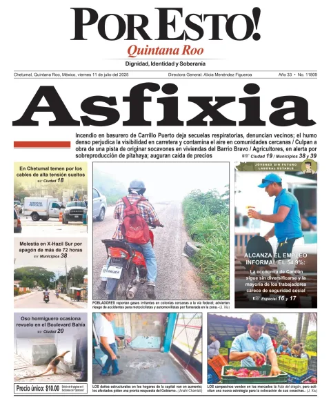 Portada de Por Esto (quintana Roo Chetumal) del viernes, 11 de julio de 2025