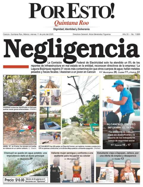 Portada de Por Esto (quintana Roo Cancun) del viernes, 11 de julio de 2025