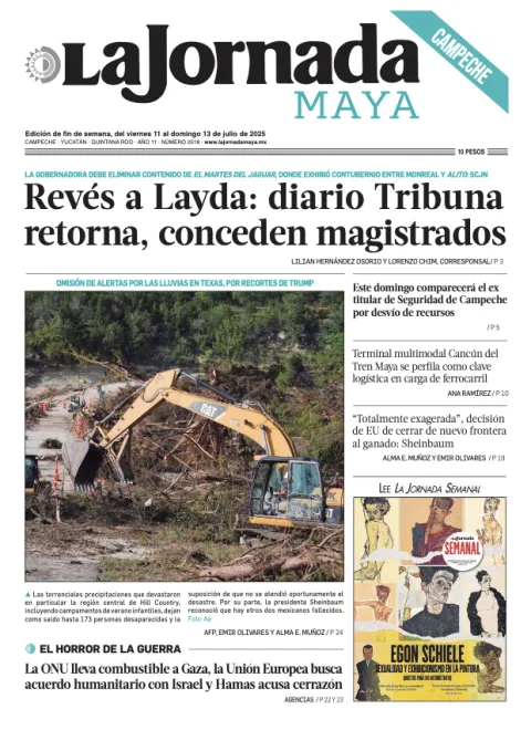 Portada de La Jornada Maya Campeche del viernes, 11 de julio de 2025