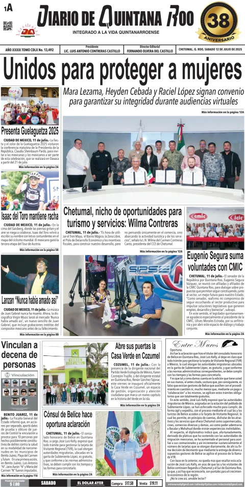 Portada de Diario de Quintana Roo (portada)