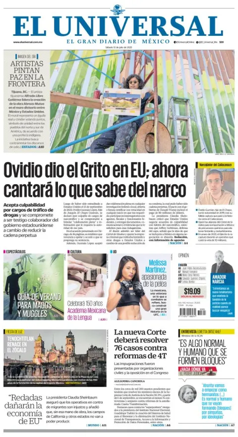 Portada de El Universal