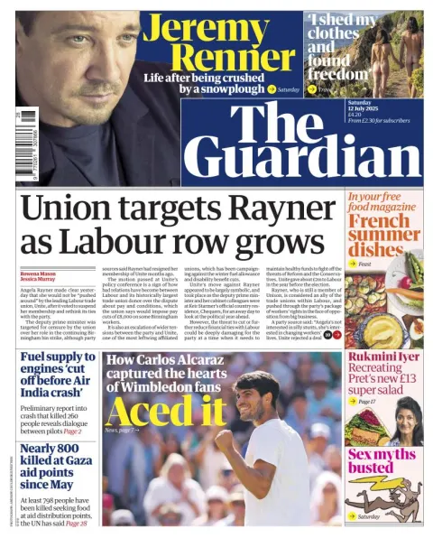 Portada de The Guardian (reino Unido)