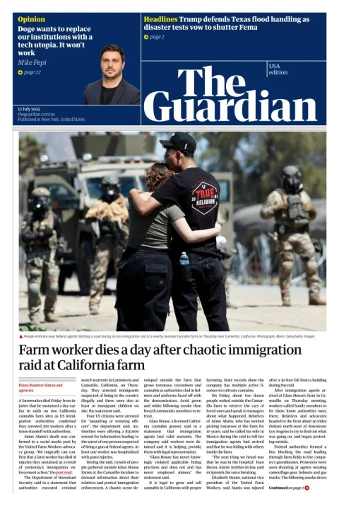 Portada de The Guardian (usa)